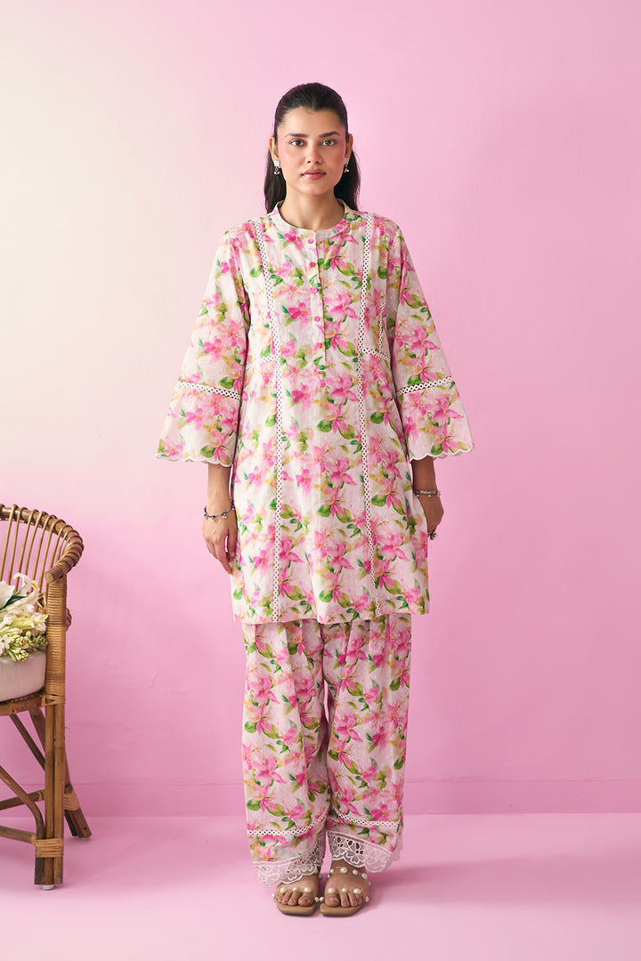Summer Essentials 26 Off White With Multi Colour Floral Co-Ord Set ( Set Of 2 )
