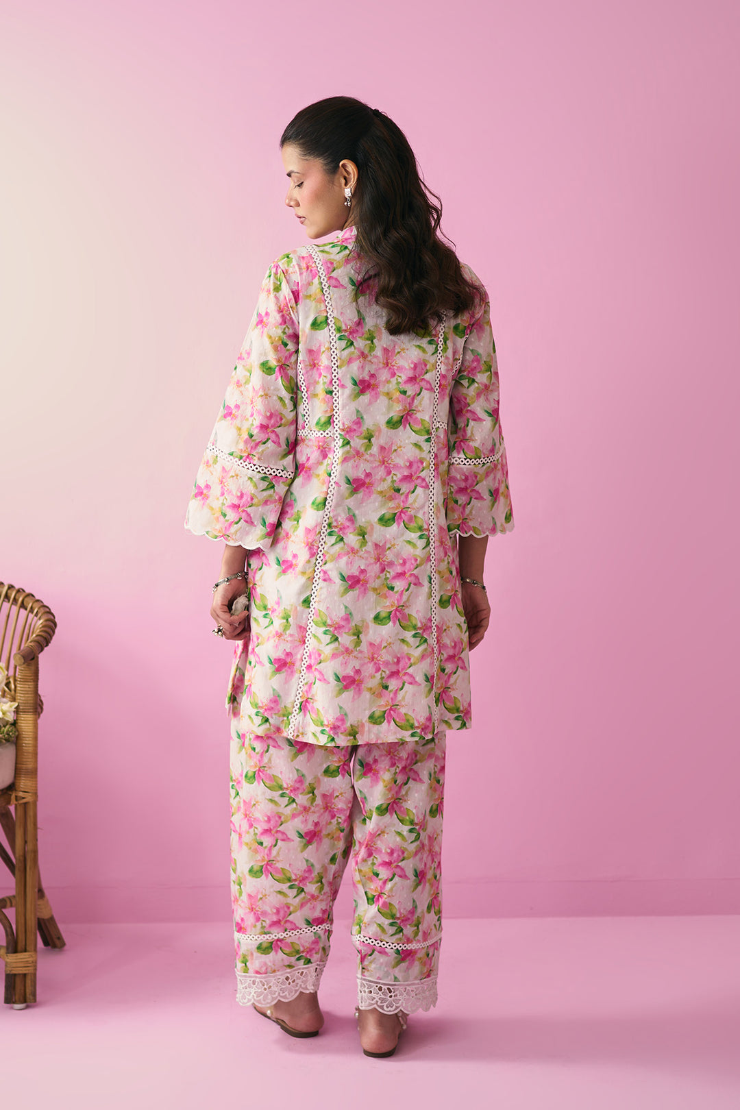 Summer Essentials 26 Off White With Multi Colour Floral Co-Ord Set ( Set Of 2 )