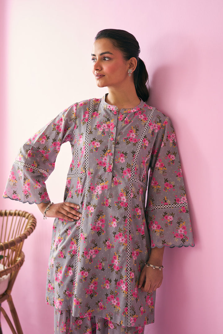 Summer Essentials 26 Grey Floral Co-Ord Set ( Set Of 2 )