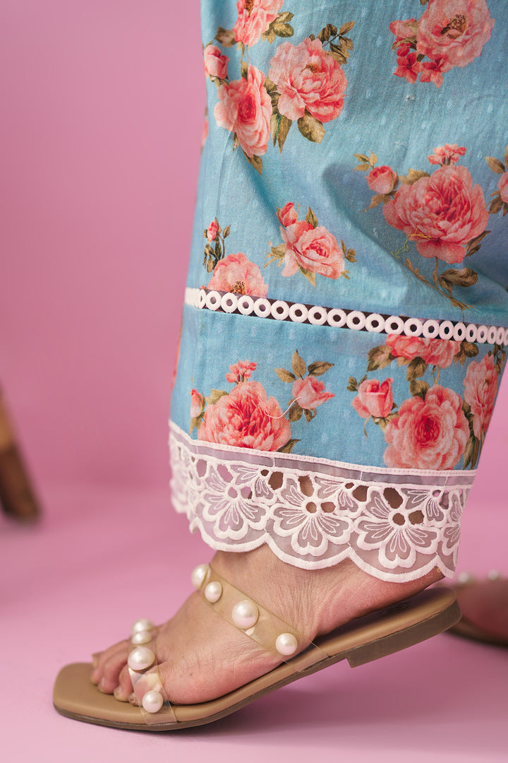 Summer Essentials 26 Turqoise Floral Co- Ord Set ( Set Of 2 )
