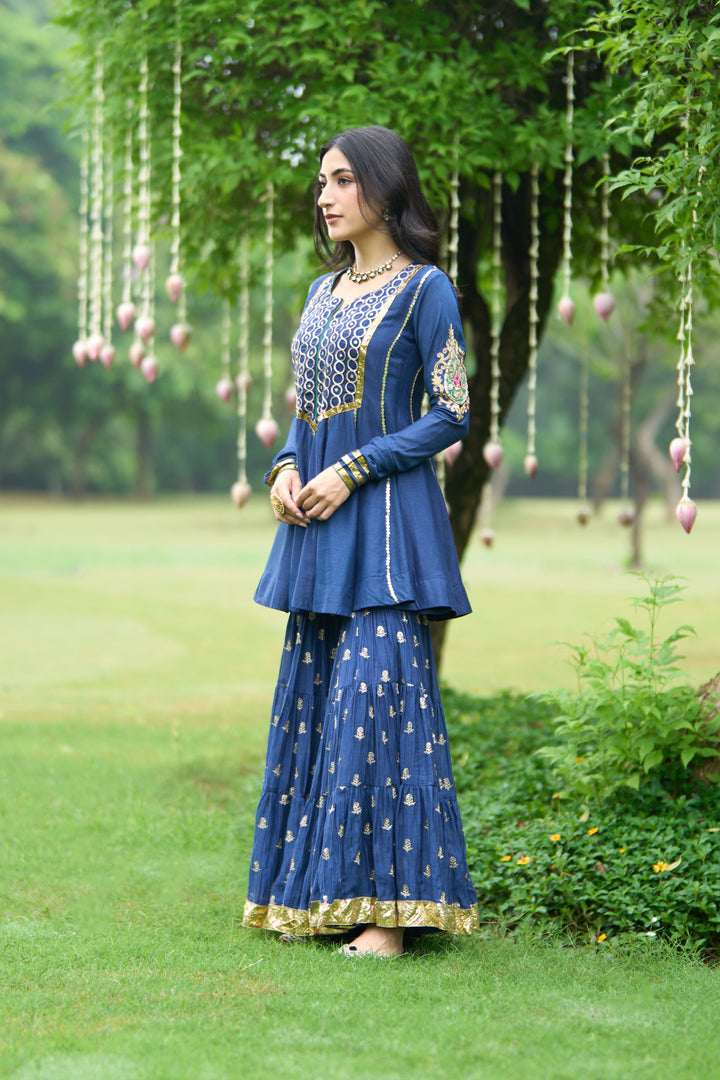 Phillauri Vol 3 blue embroidered sharara set ( set of 3)