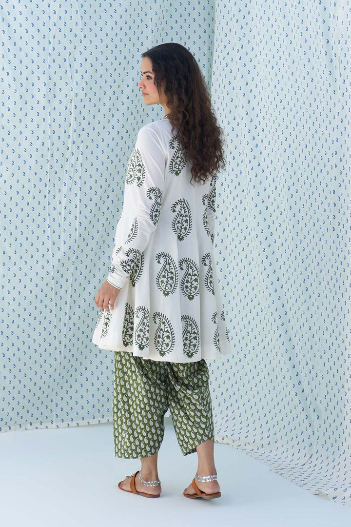 Mehraz green short anarkali with salwar and dupatta ( set of 3 )