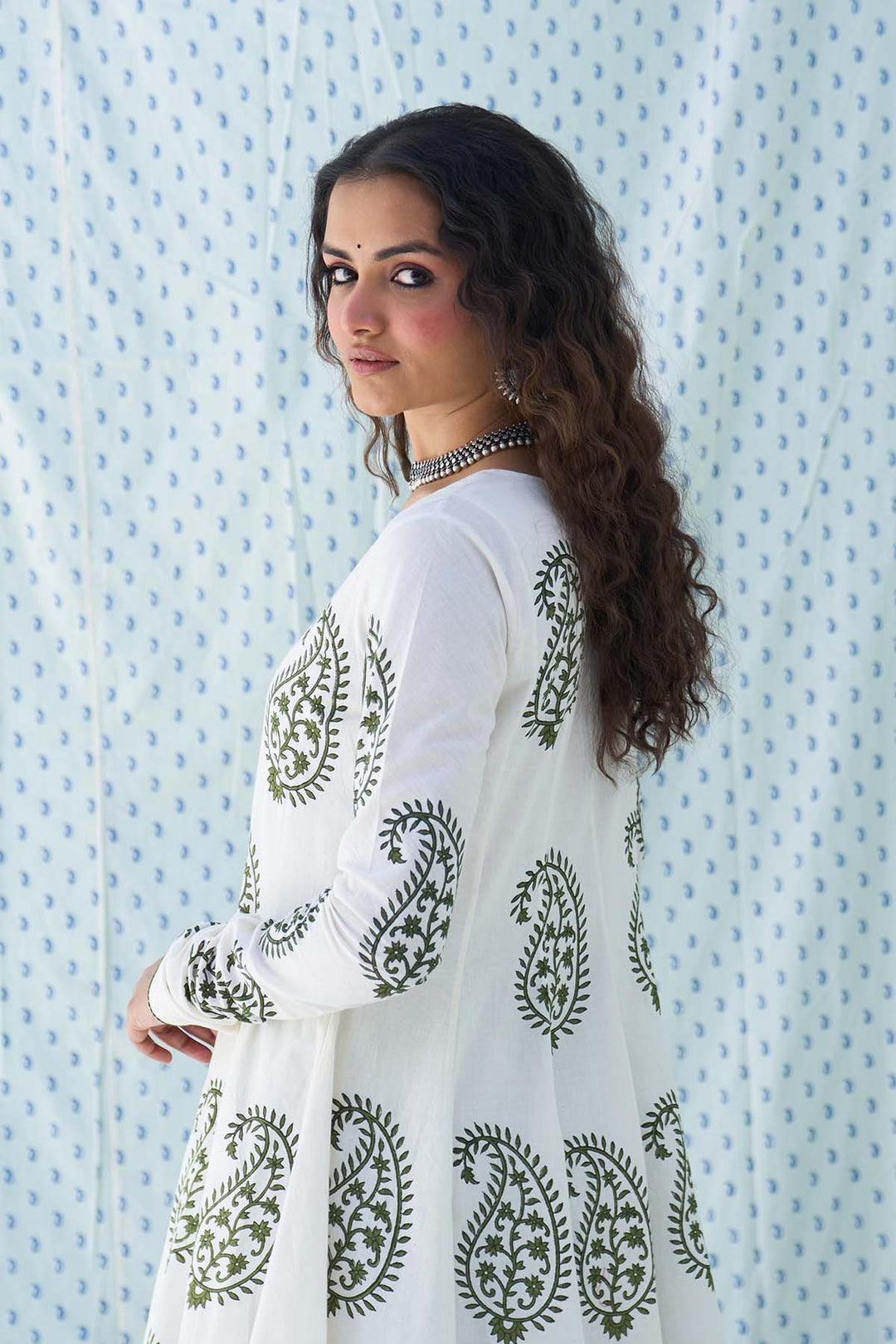 Mehraz green short anarkali with salwar and dupatta ( set of 3 )