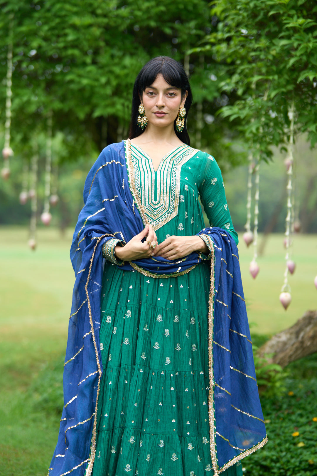 Phillauri Vol 3 green gota yoke anarkali with palazzo and dupatta ( set of 3)
