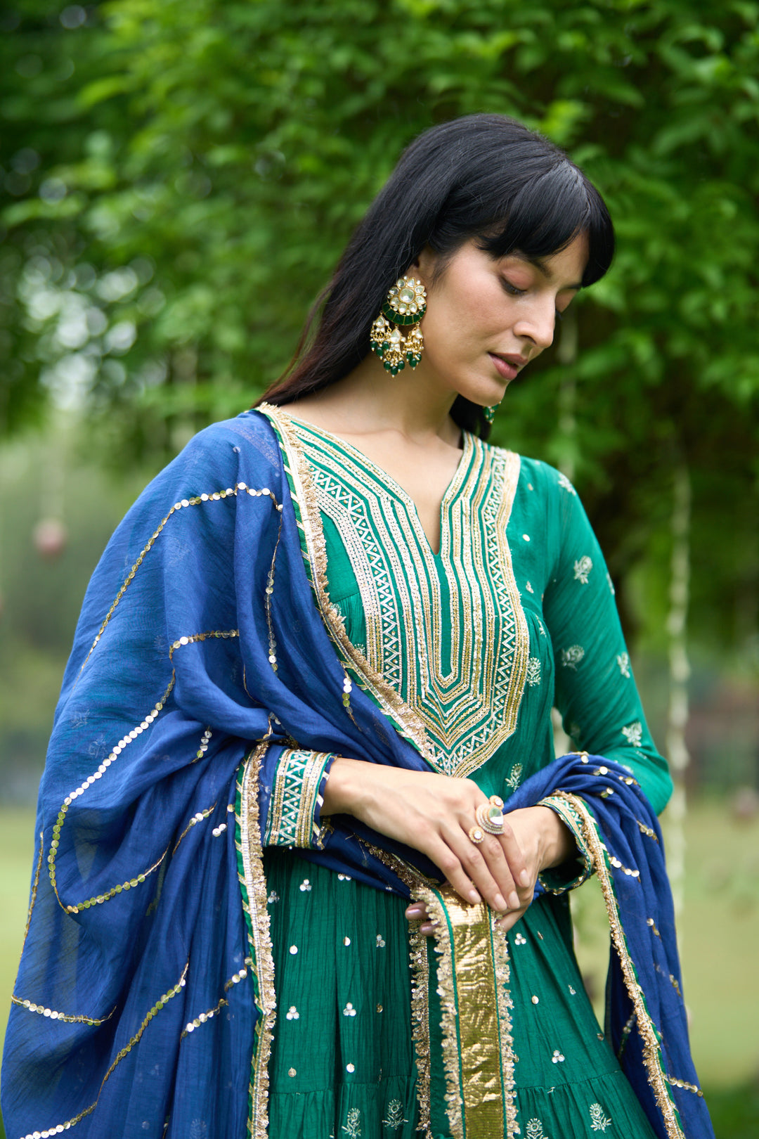 Phillauri Vol 3 green gota yoke anarkali with palazzo and dupatta ( set of 3)