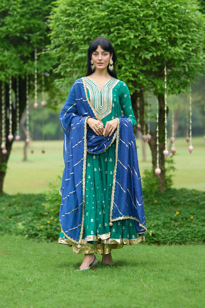 Phillauri Vol 3 green gota yoke anarkali with palazzo and dupatta ( set of 3)