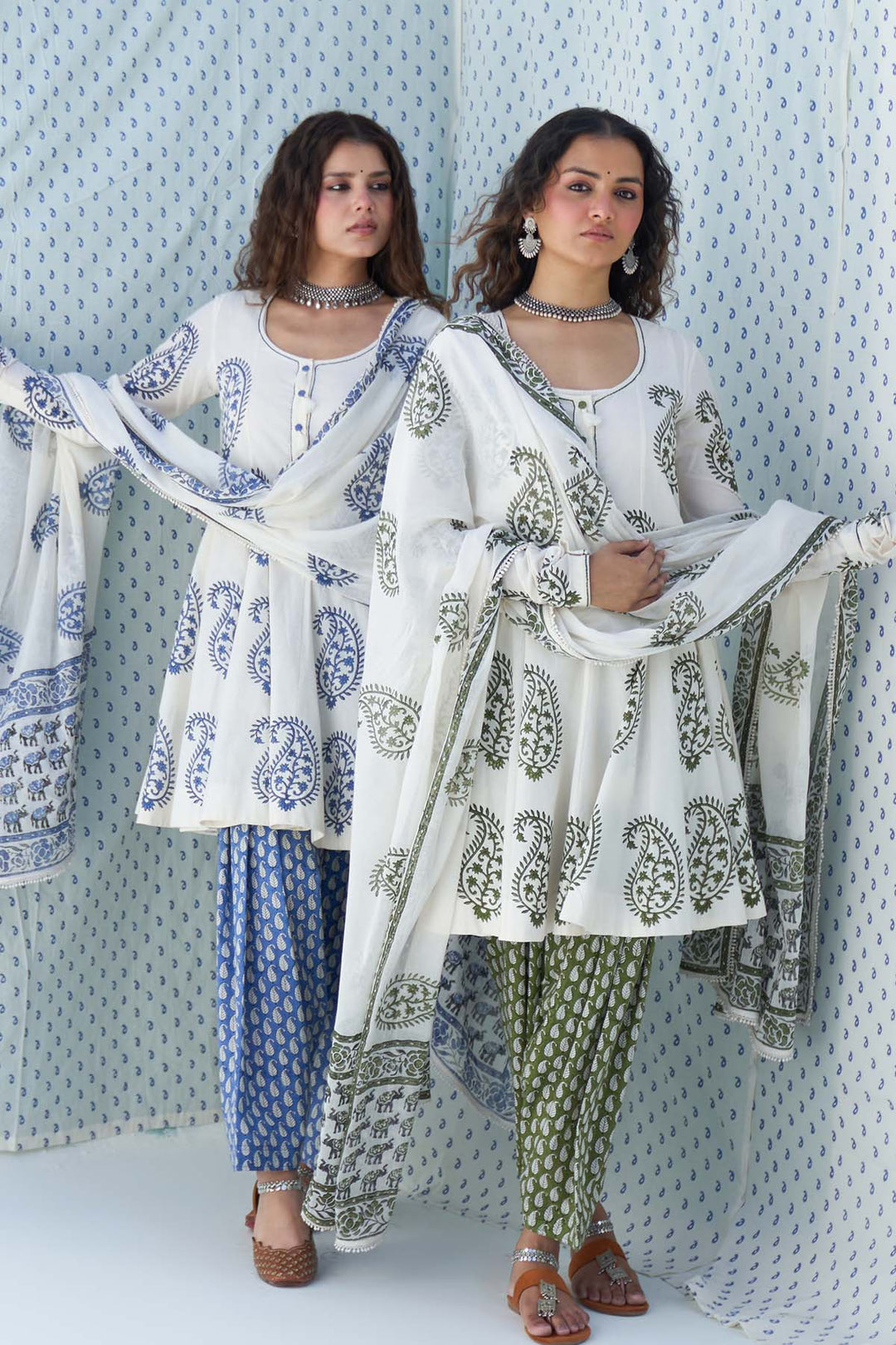 Mehraz green short anarkali with salwar and dupatta ( set of 3 )