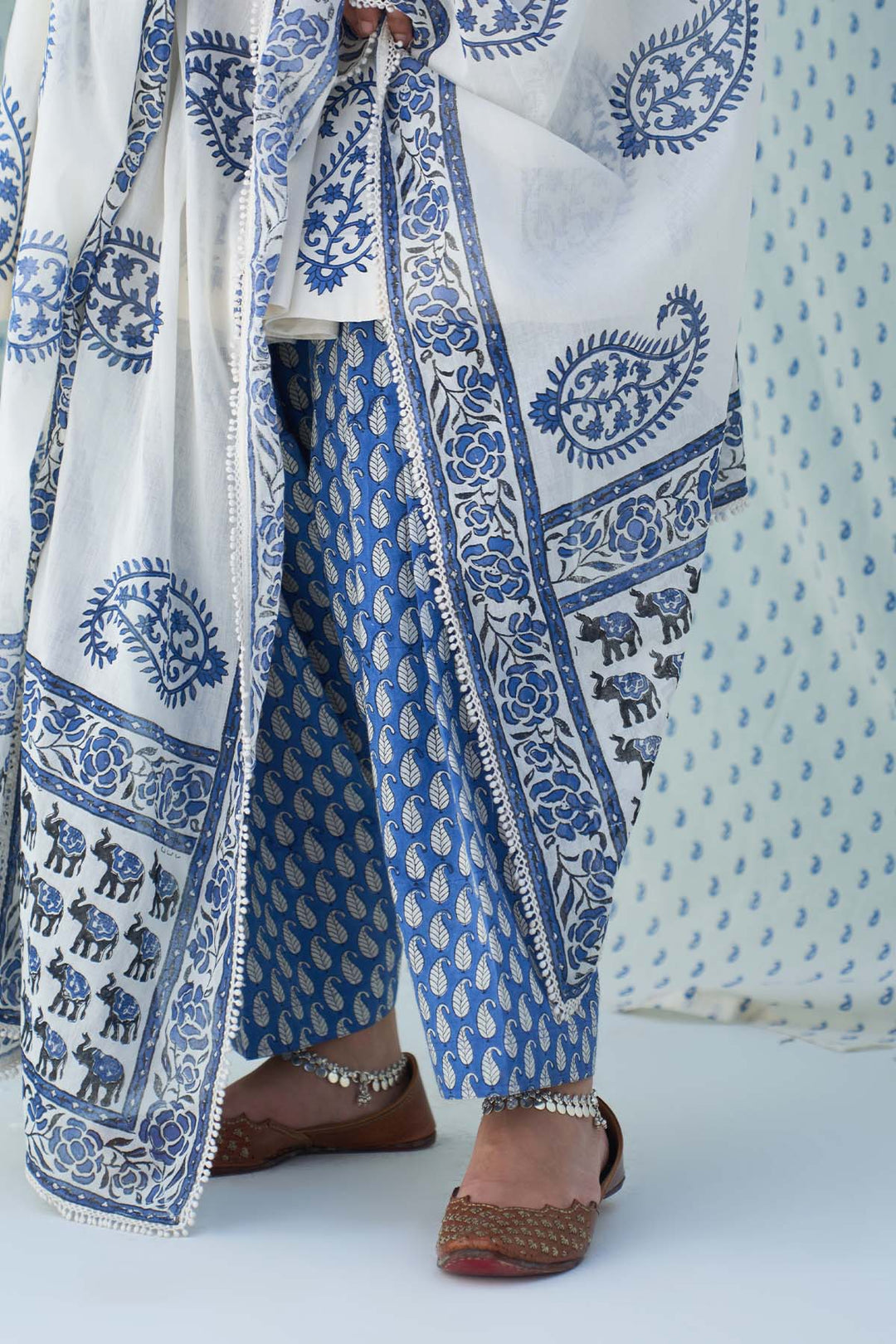 Mehraz blue short anarkali with salwar and dupatta ( set of 3 ) RTS