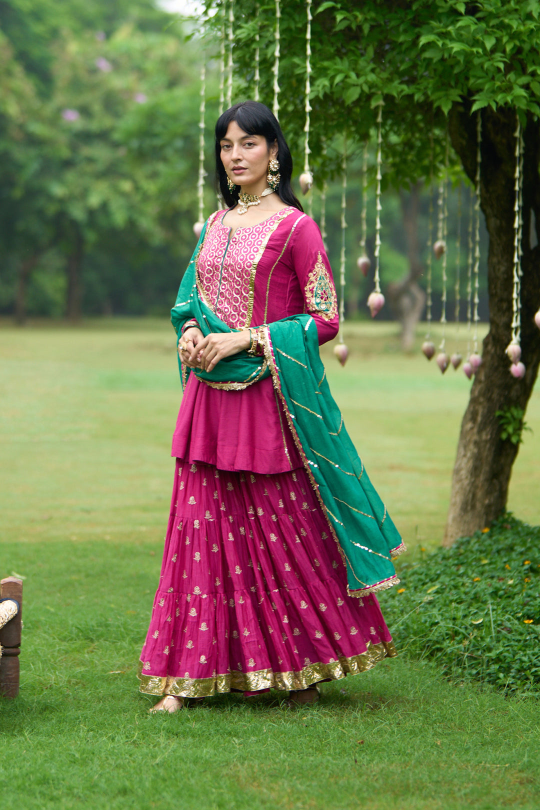 Phillauri Vol 3 rani pink embroidered sharara set ( set of 3)