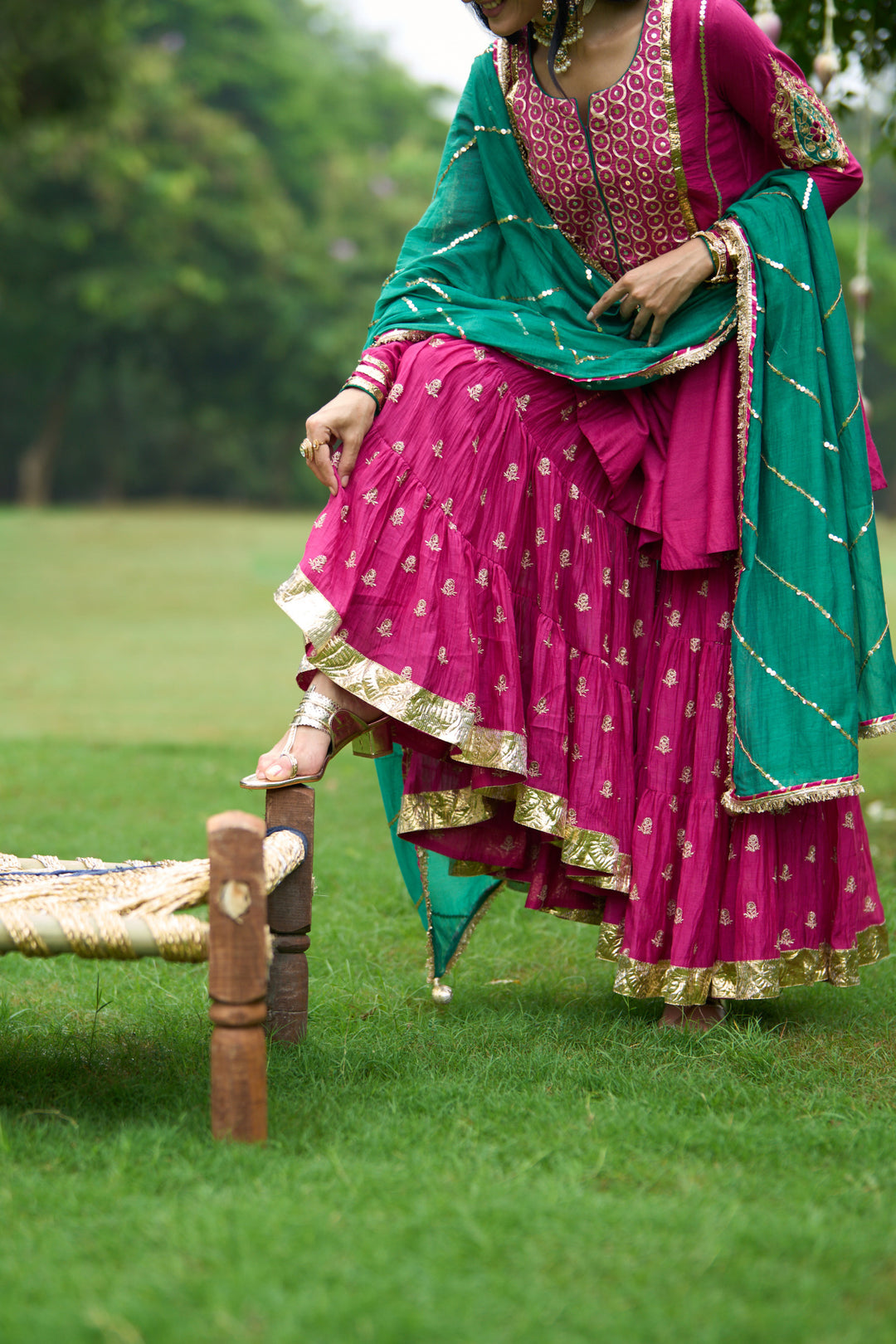 Phillauri Vol 3 rani pink embroidered sharara set ( set of 3)