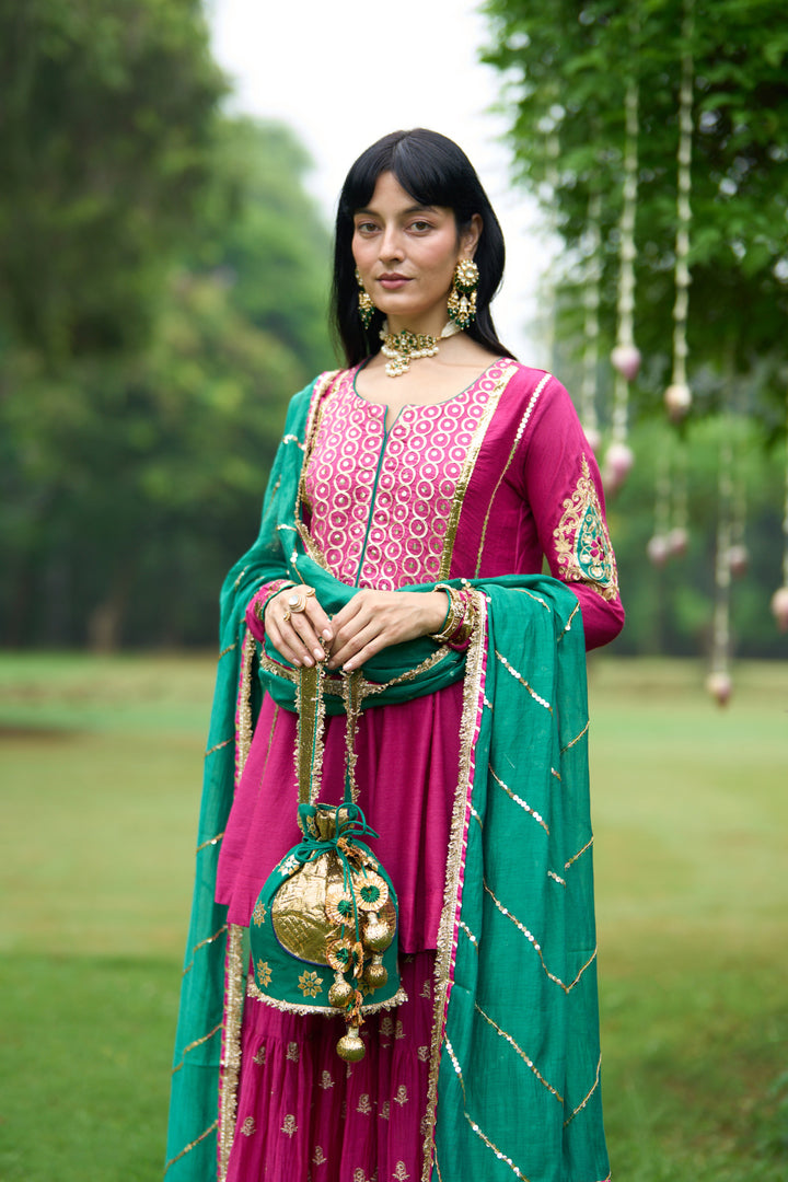 Phillauri Vol 3 rani pink embroidered sharara set ( set of 3)
