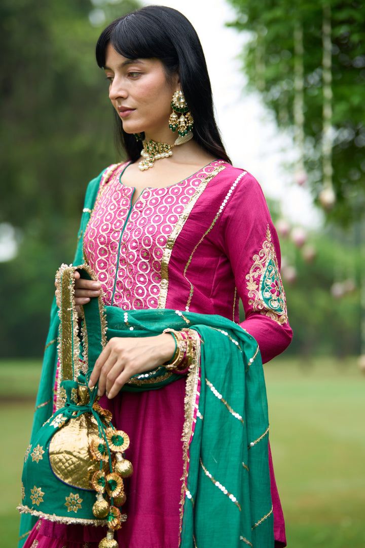 Phillauri Vol 3 rani pink embroidered sharara set ( set of 3)