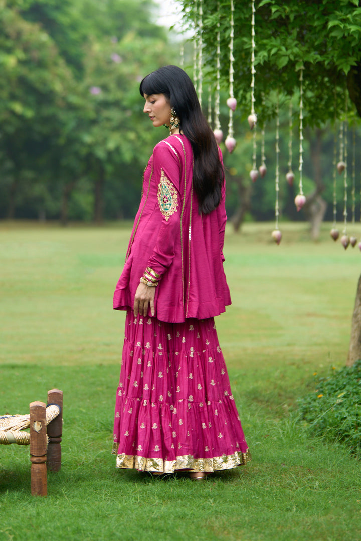 Phillauri Vol 3 rani pink embroidered sharara set ( set of 3)