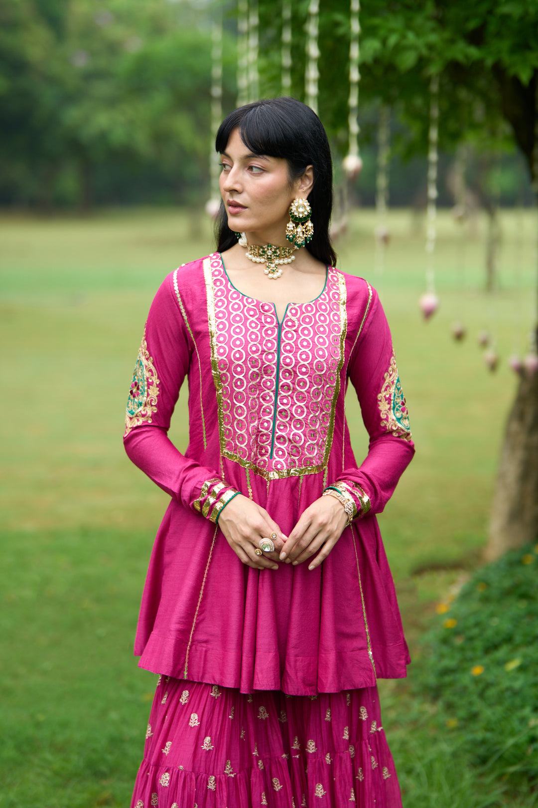 Phillauri Vol 3 rani pink embroidered sharara set ( set of 3)