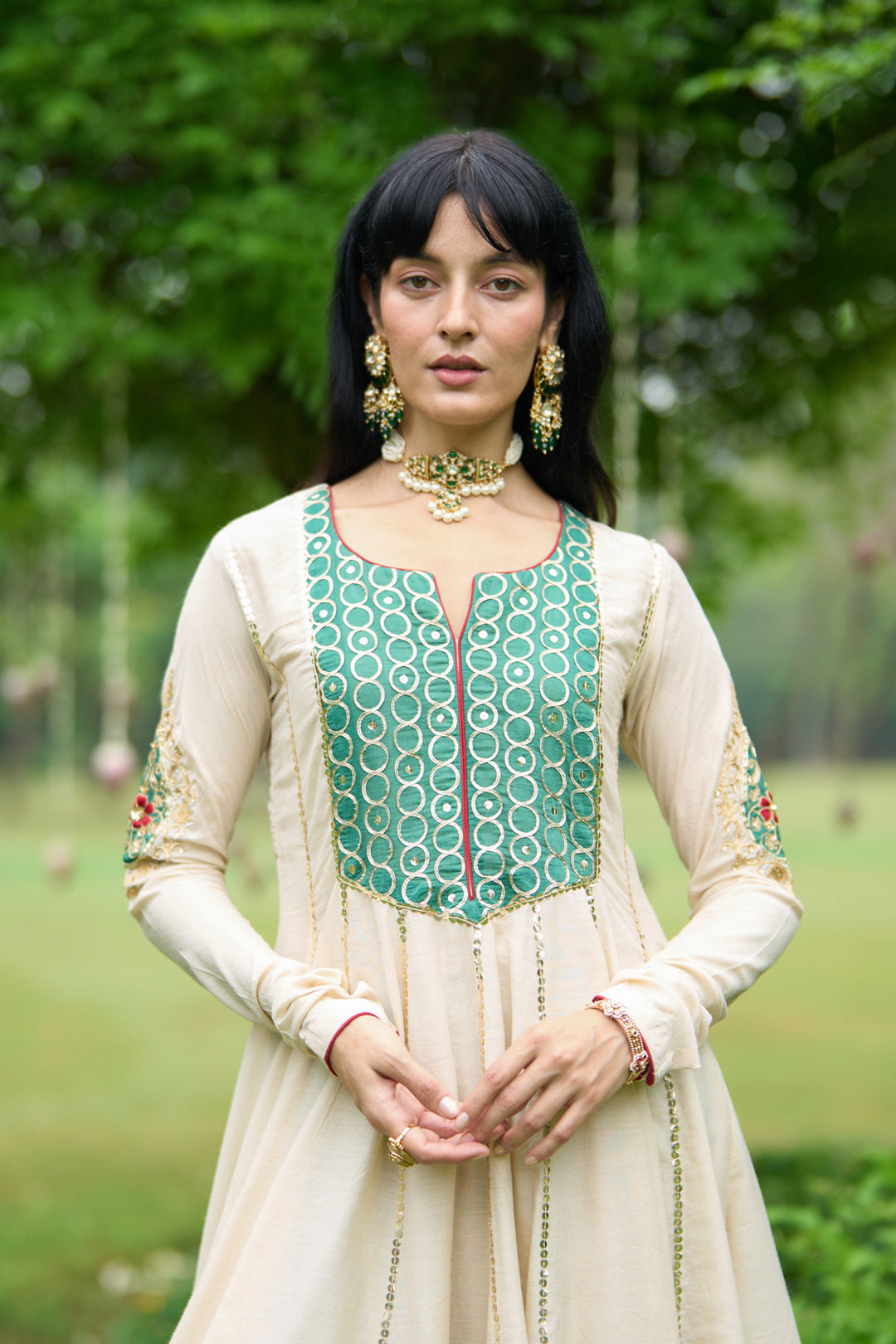 Phillauri Vol 3 ivory and green salwar set with red dupatta ( set 0f 3)