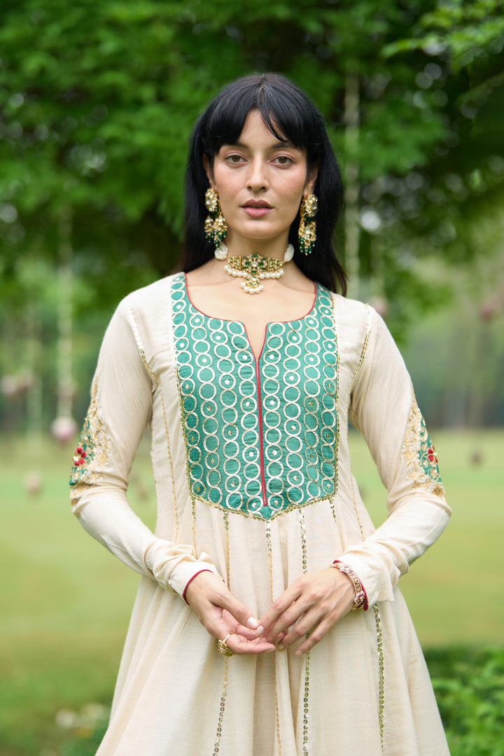 Phillauri Vol 3 ivory and green salwar set with red dupatta ( set 0f 3)