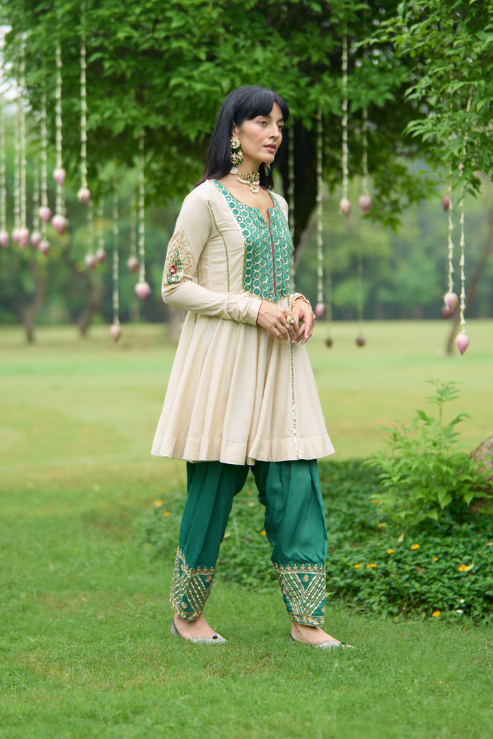 Phillauri Vol 3 ivory and green salwar set with red dupatta ( set 0f 3)