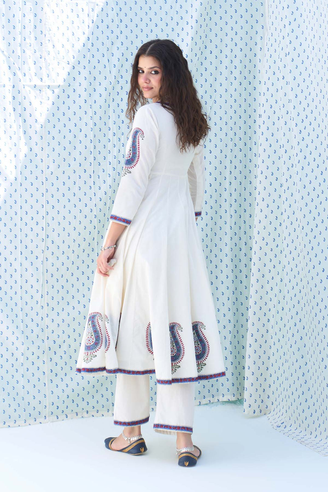 Mehraz kora Paisley Anarkali with Palazzo and Dupatta ( set of 3 )