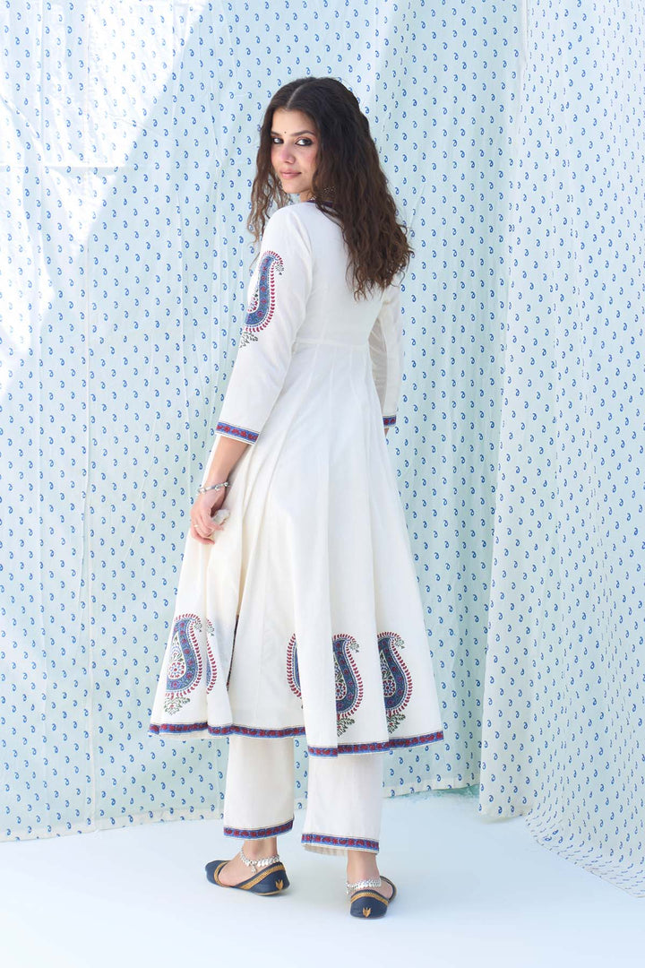 Mehraz kora Paisley Anarkali with Palazzo and Dupatta ( set of 3 )