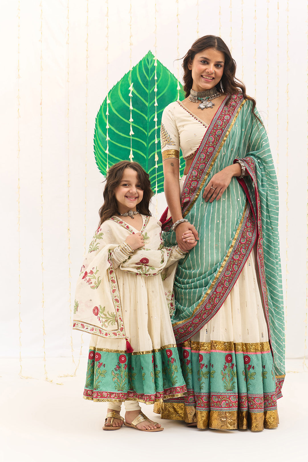 Jameela Off White v Neck Anarkali with Chooridar and Dupatta (set of 3)