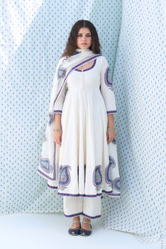 Mehraz kora Paisley Anarkali with Palazzo and Dupatta ( set of 3 )