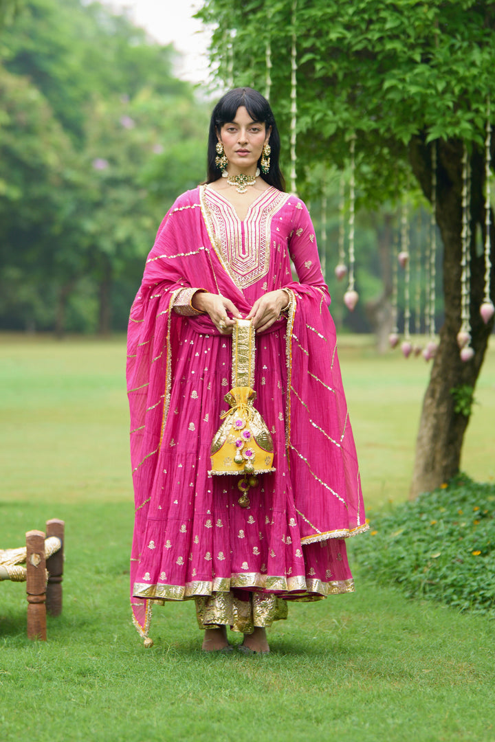 Phillauri Vol 3 rani gota yoke anarkali with palazzo and dupatta ( set of 3)
