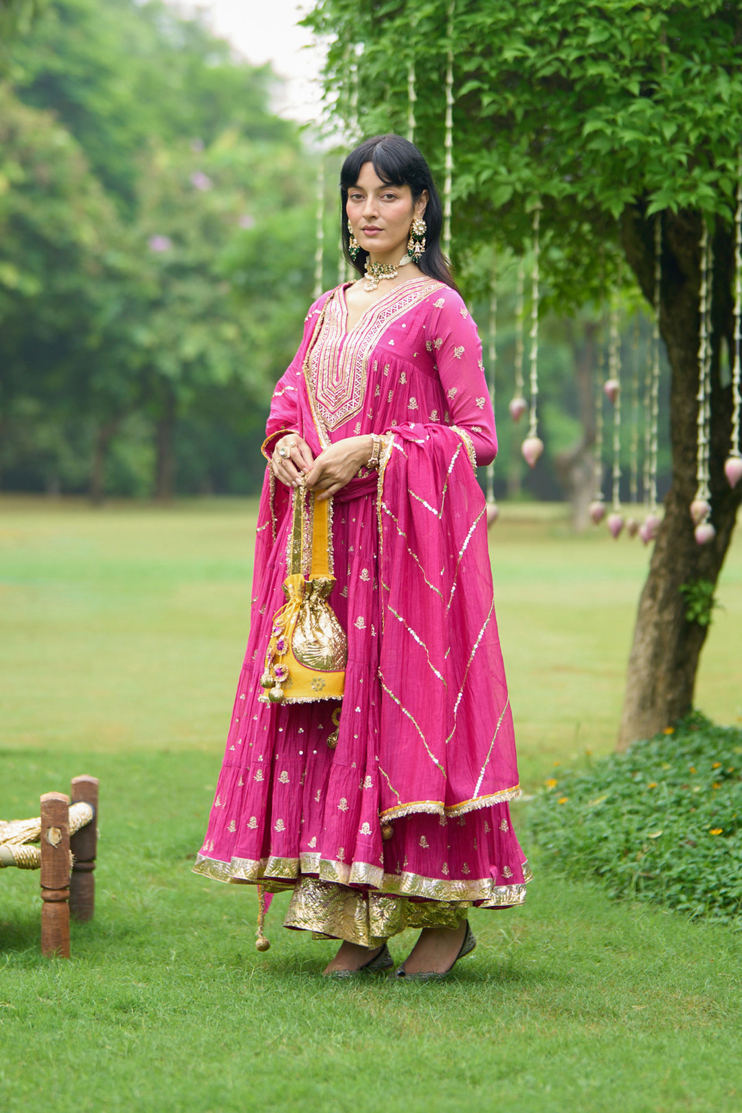 Phillauri Vol 3 rani gota yoke anarkali with palazzo and dupatta ( set of 3)
