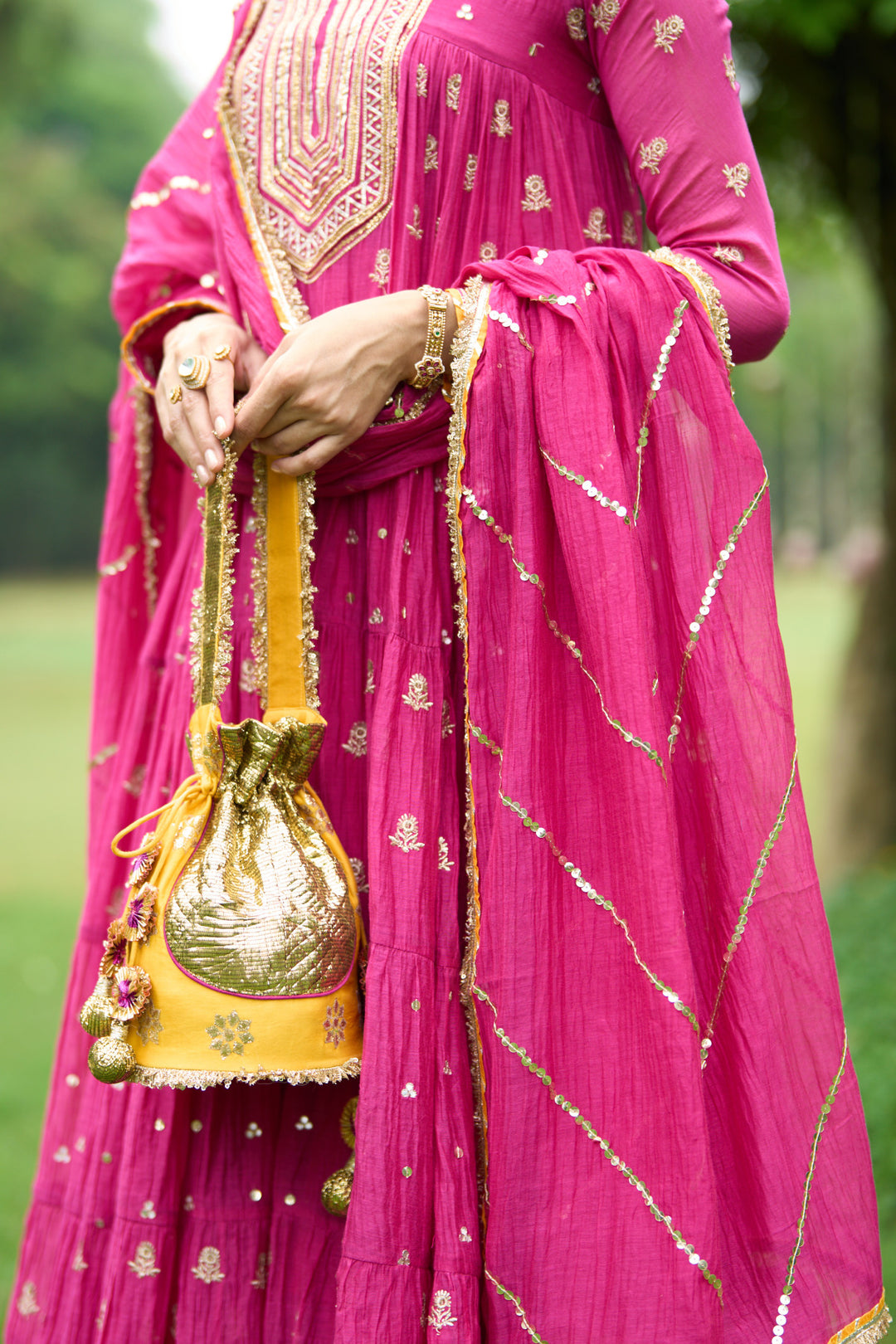 Phillauri Vol 3 rani gota yoke anarkali with palazzo and dupatta ( set of 3)