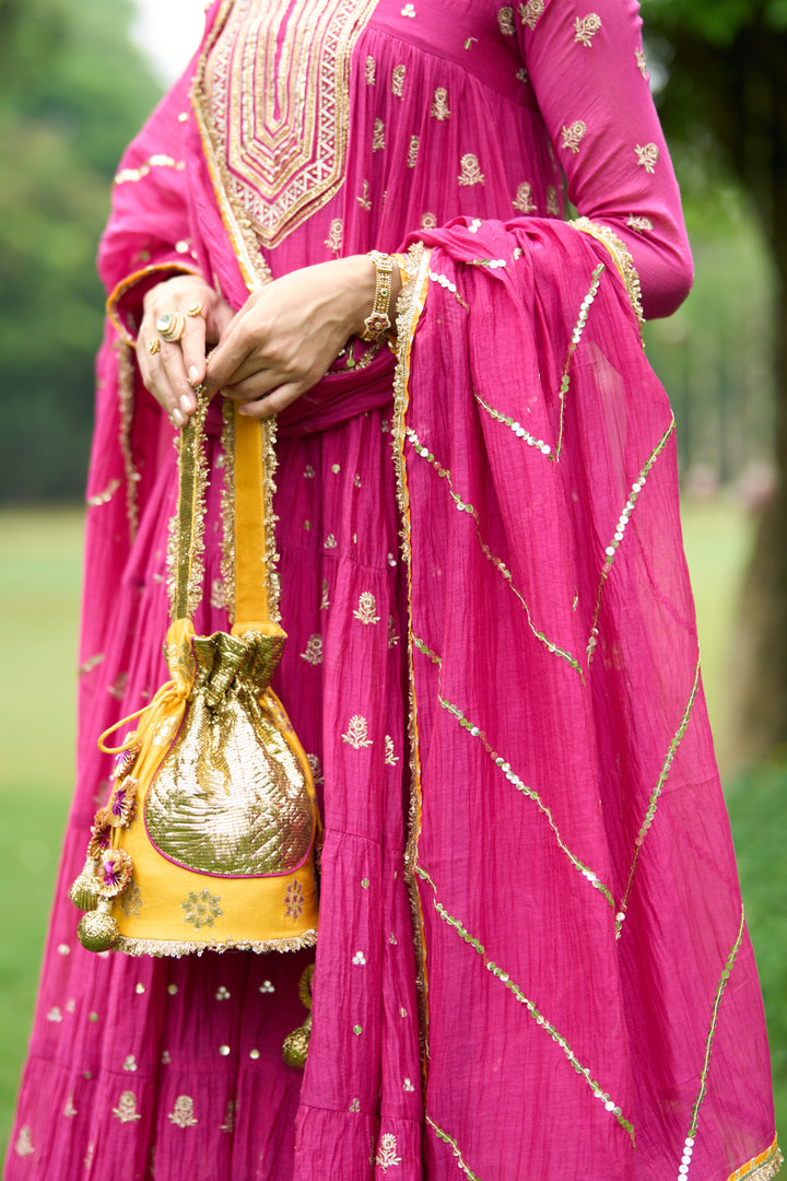 Phillauri Vol 3 rani gota yoke anarkali with palazzo and dupatta ( set of 3)