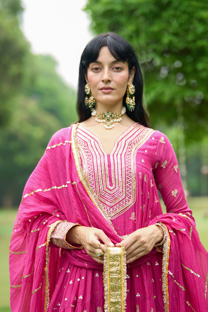 Phillauri Vol 3 rani gota yoke anarkali with palazzo and dupatta ( set of 3)