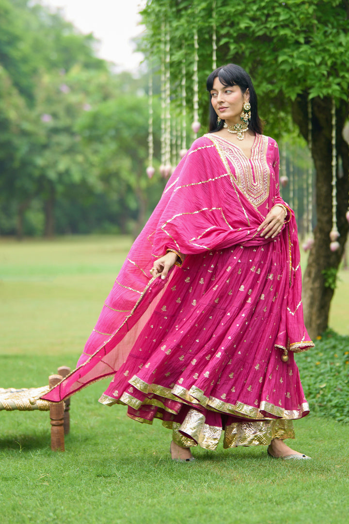 Phillauri Vol 3 rani gota yoke anarkali with palazzo and dupatta ( set of 3)