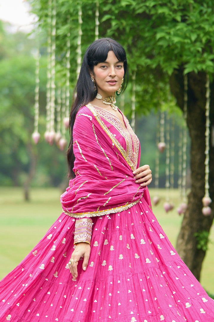 Phillauri Vol 3 rani gota yoke anarkali with palazzo and dupatta ( set of 3)