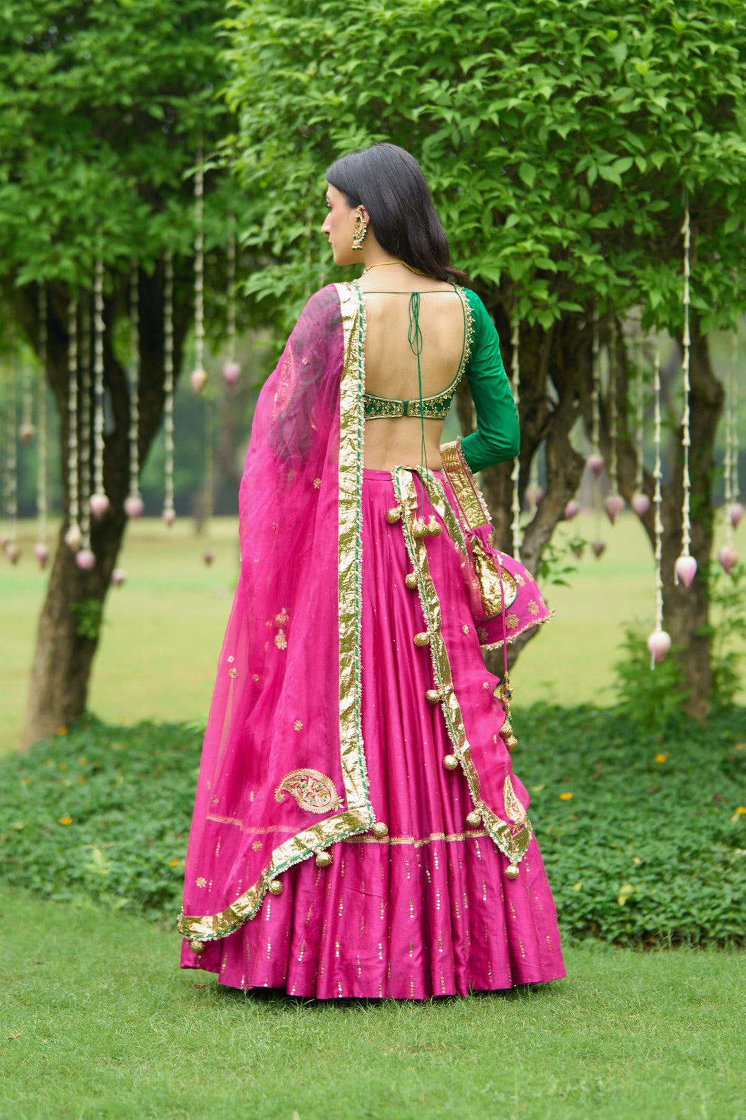 Phillauri Vol 3 green rani pink lehenga with rani dupatta ( set of 3)