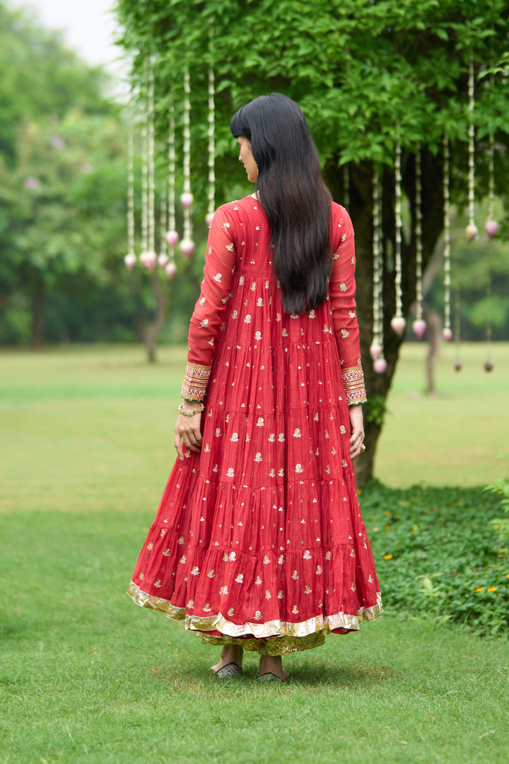 Phillauri Vol 3 red gota yoke anarkali with palazzo and dupatta ( set of 3)