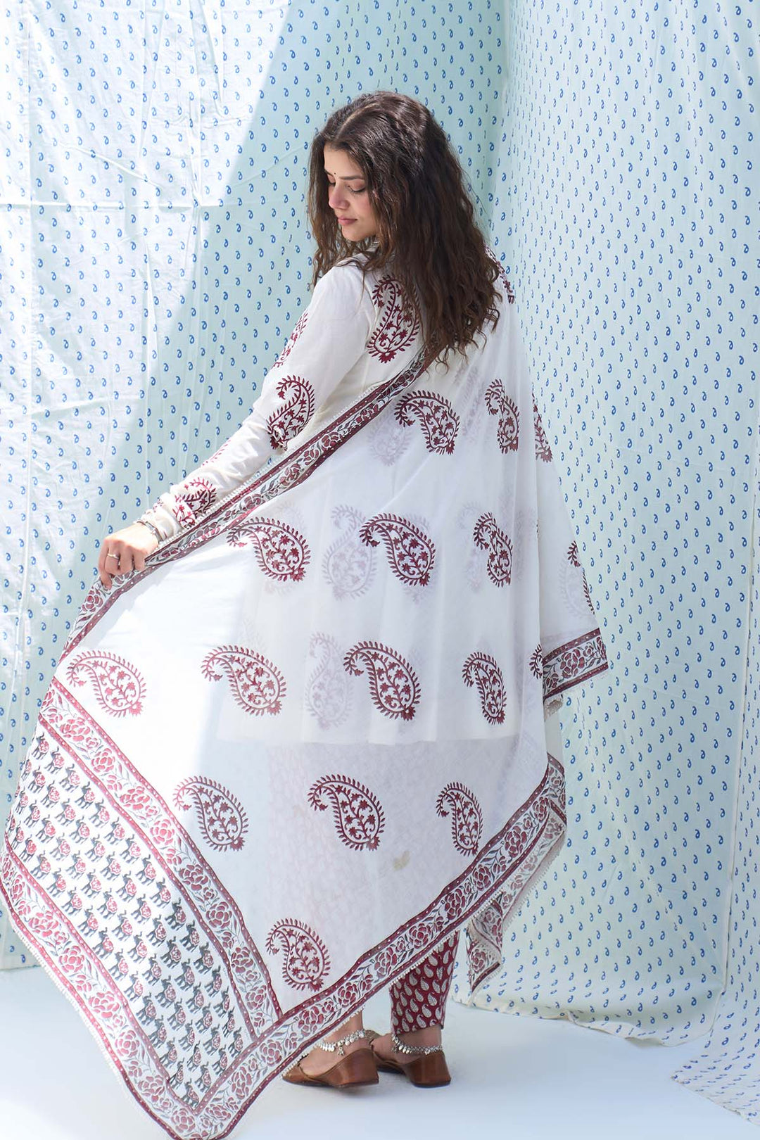 Mehraz red short anarkali with salwar and dupatta ( set of 3 )