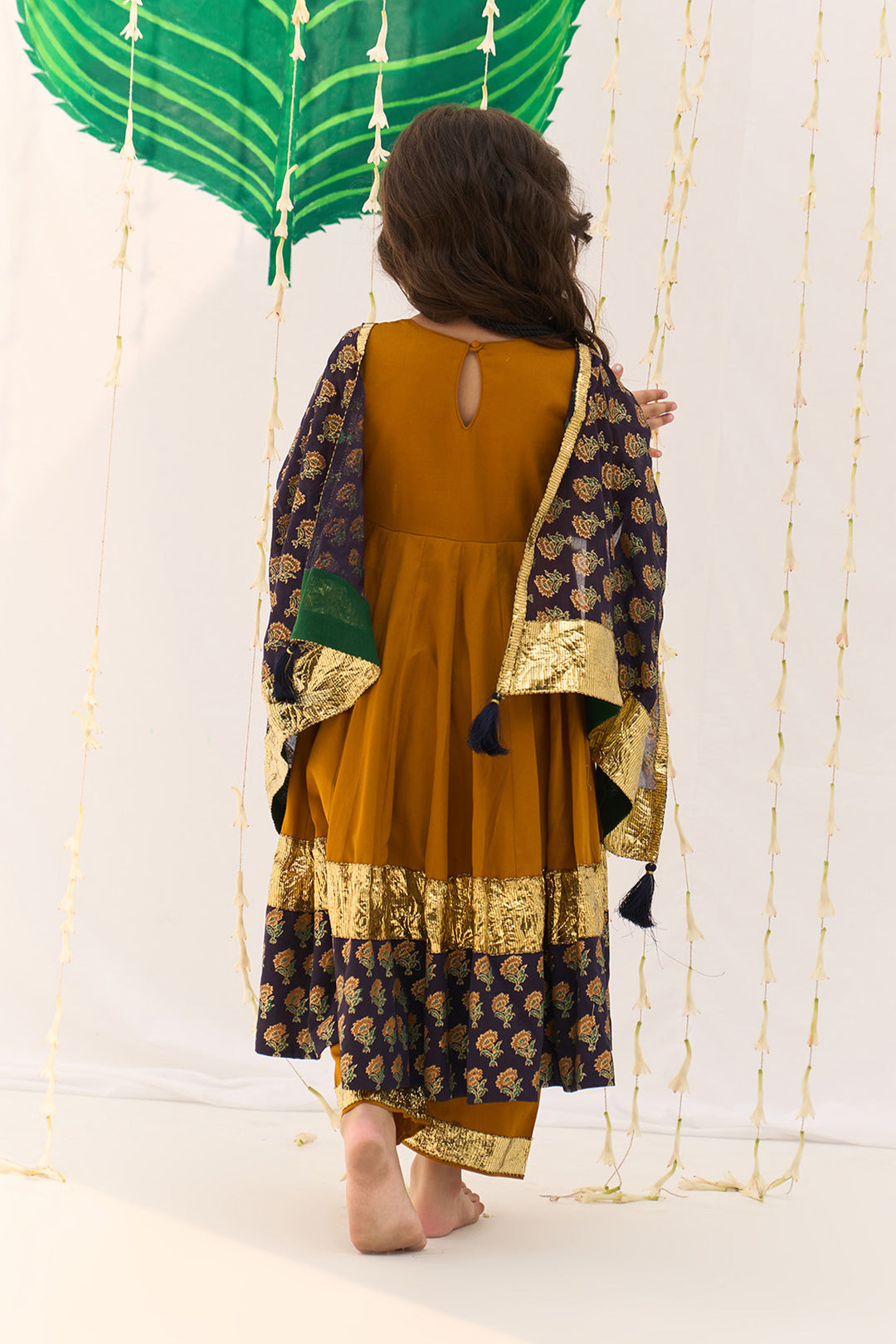 Jameela Mustard Anarkali with Palazzo and Dupatta (set of 3)