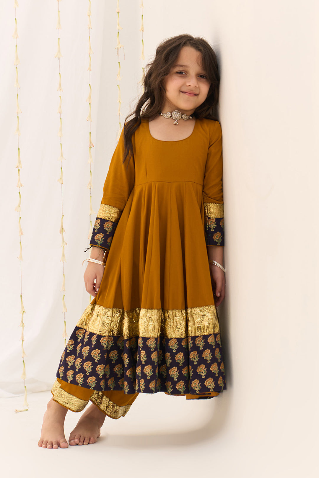 Jameela Mustard Anarkali with Palazzo and Dupatta (set of 3)