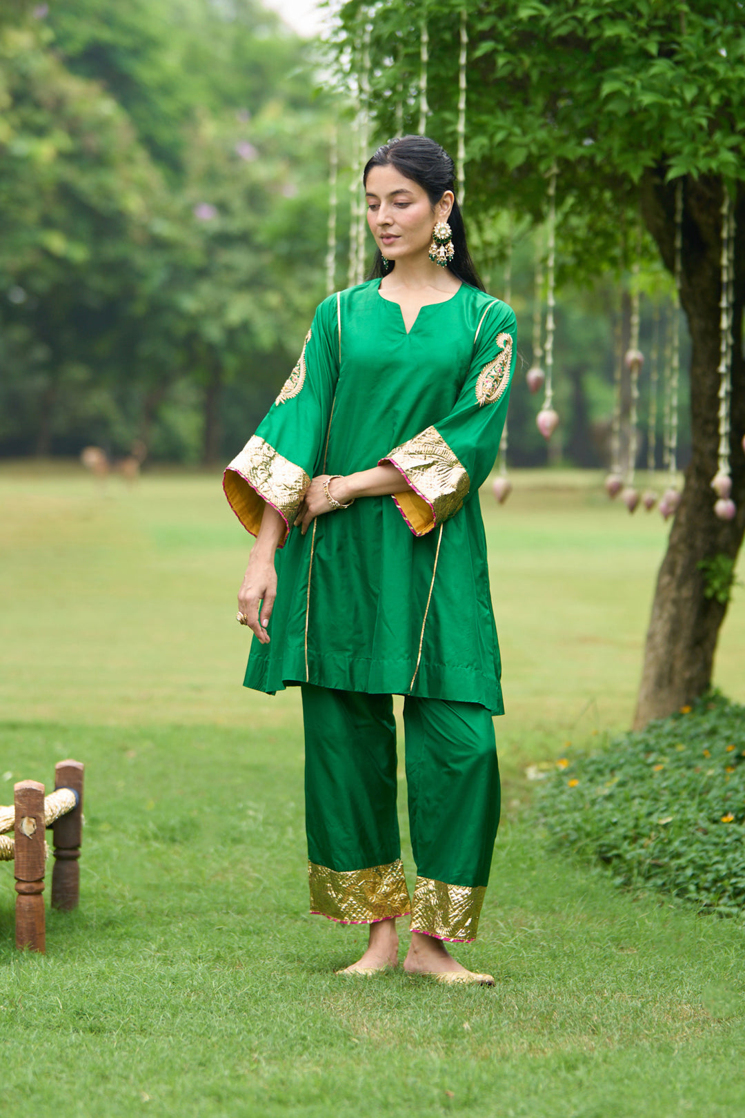 Phillauri Vol 3 green silk choga set of 2