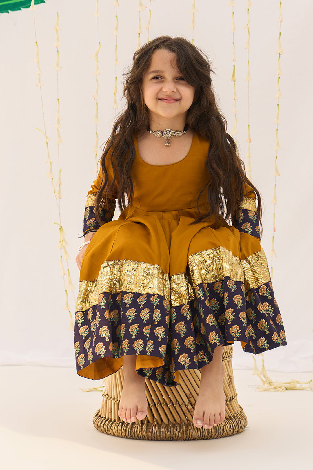 Jameela Mustard Anarkali with Palazzo and Dupatta (set of 3)