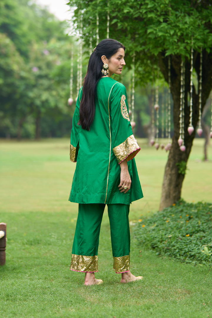 Phillauri Vol 3 green silk choga with silk dupatta ( set of 3)