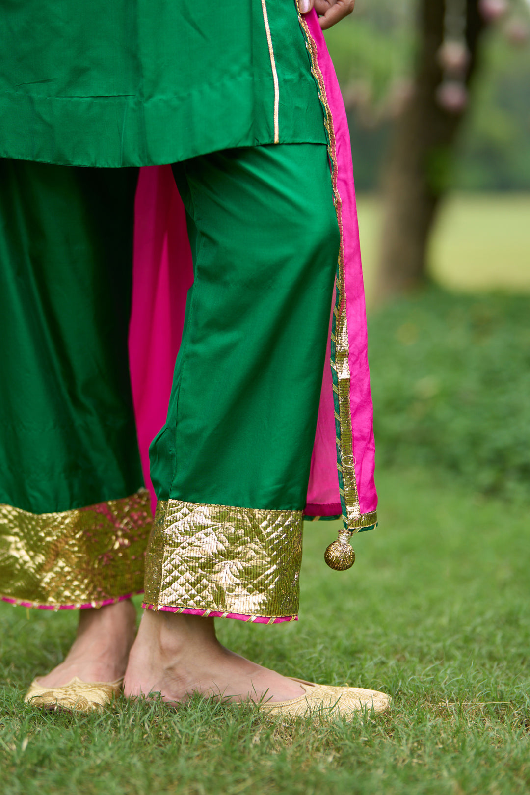 Phillauri Vol 3 green silk choga with silk dupatta ( set of 3)