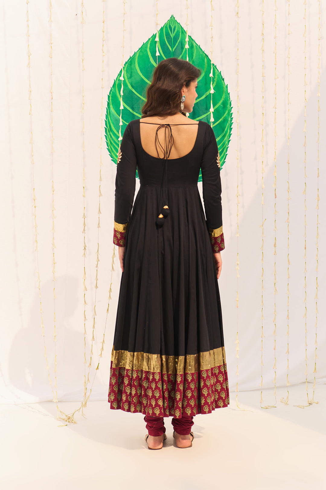 Jameela Black Block Printed Anarkali with Chooridar and Dupatta (set of 3)