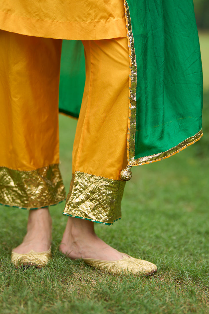 Phillauri Vol 3 mustard silk choga with silk dupatta ( set of 3)
