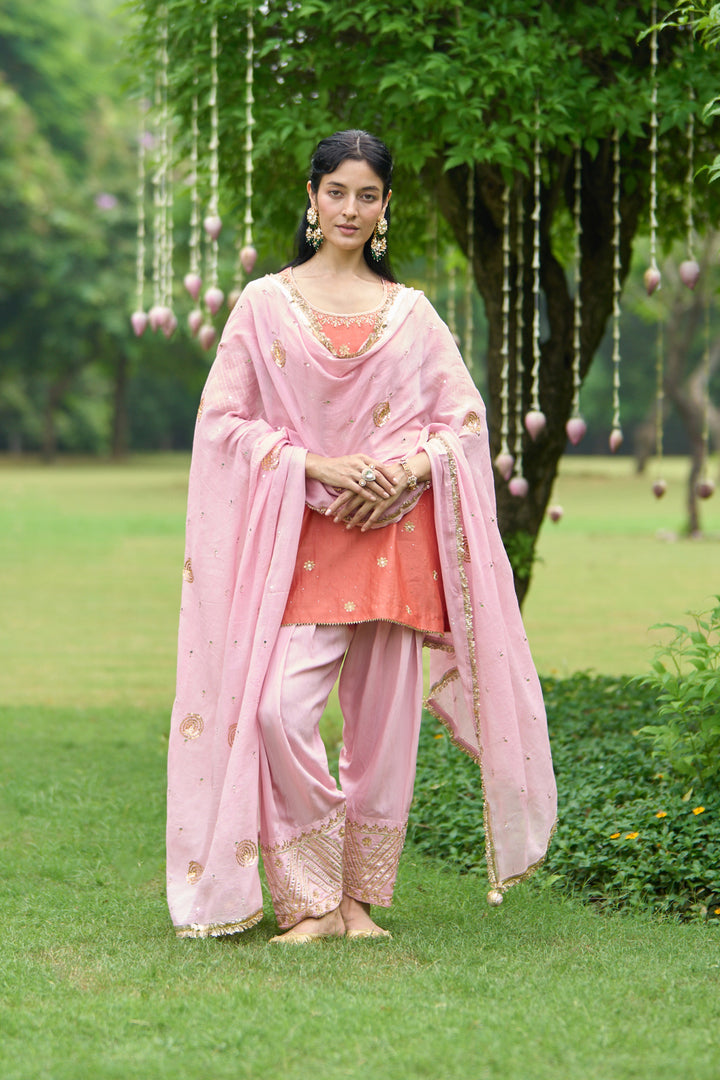 Phillauri Vol 3 rust and pink salwar set with pink dupatta ( set of 3)
