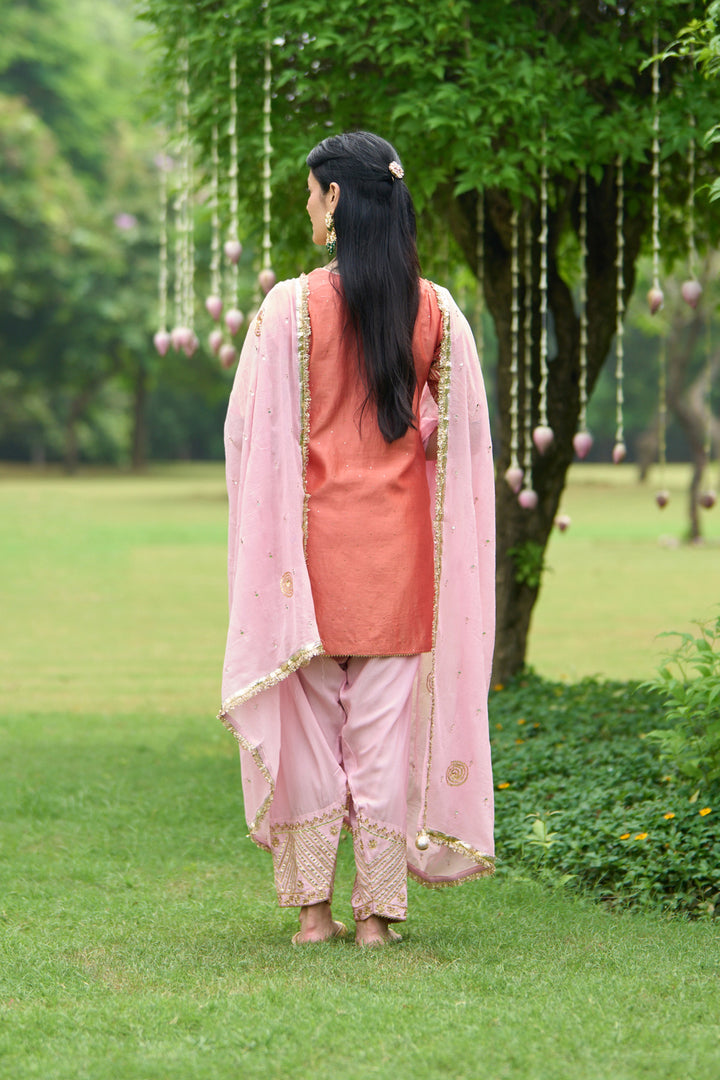 Phillauri Vol 3 rust and pink salwar set with pink dupatta ( set of 3)