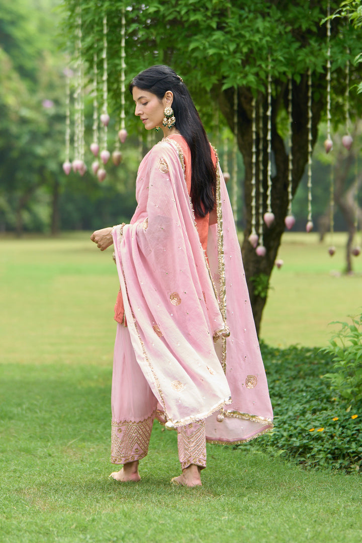 Phillauri Vol 3 rust and pink salwar set with pink dupatta ( set of 3)