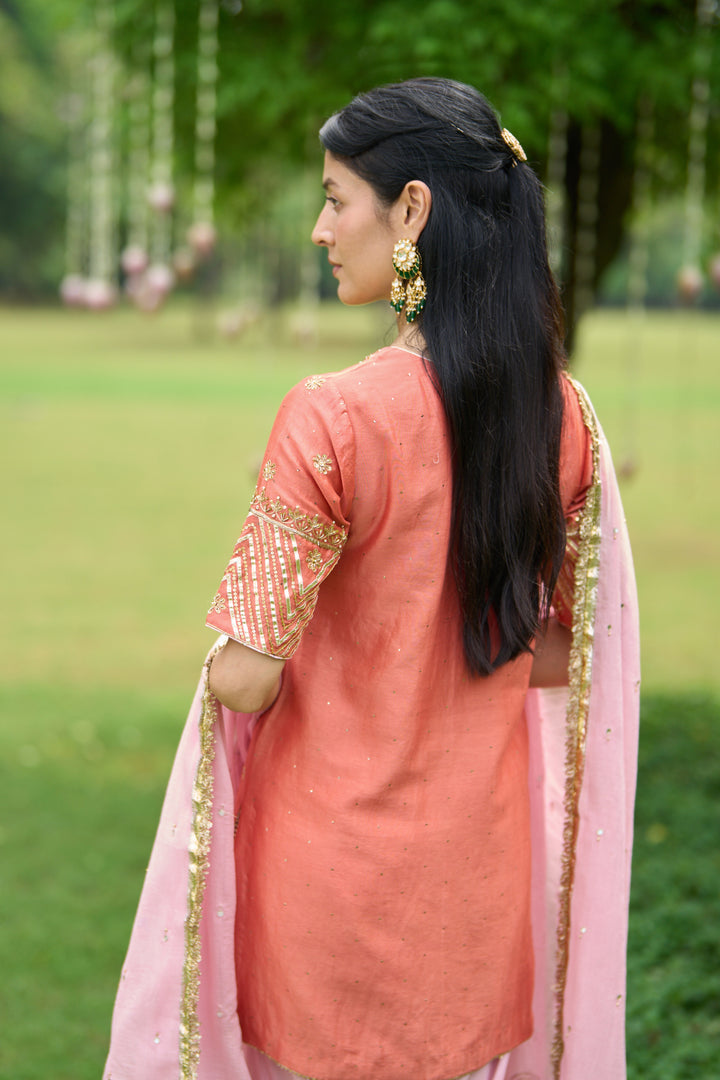 Phillauri Vol 3 rust and pink salwar set with pink dupatta ( set of 3)