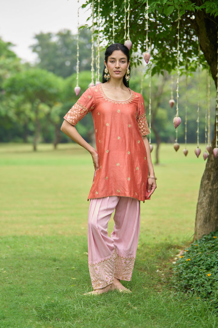 Phillauri Vol 3 rust and pink salwar set with pink dupatta ( set of 3)