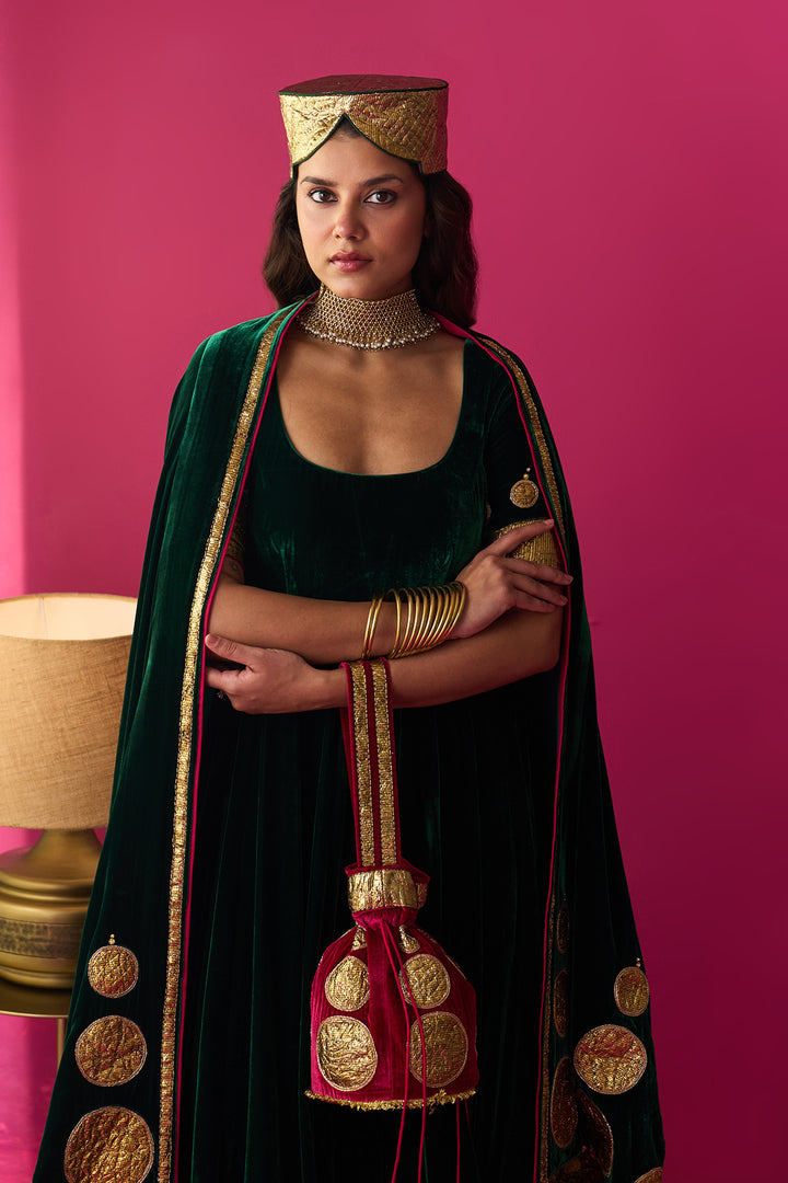 Nur pink gota embroidered potli bag