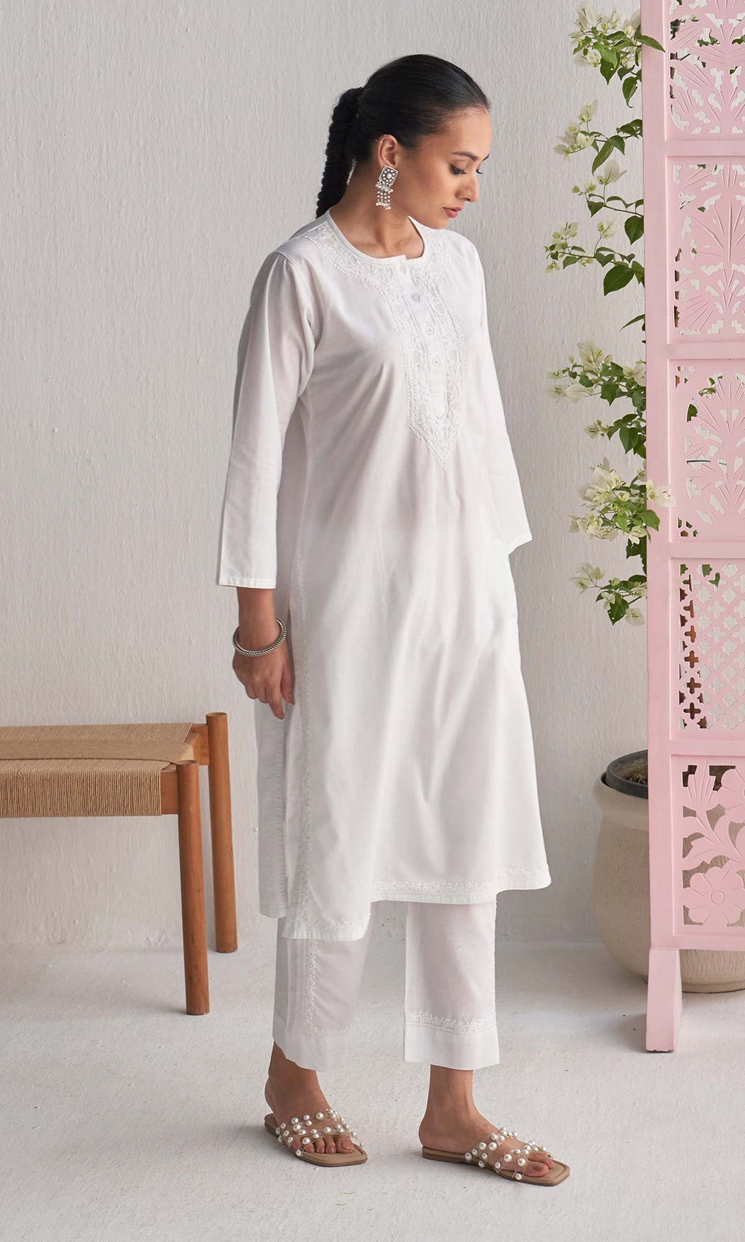 Handcrafted Chikankari White Co-ord Set